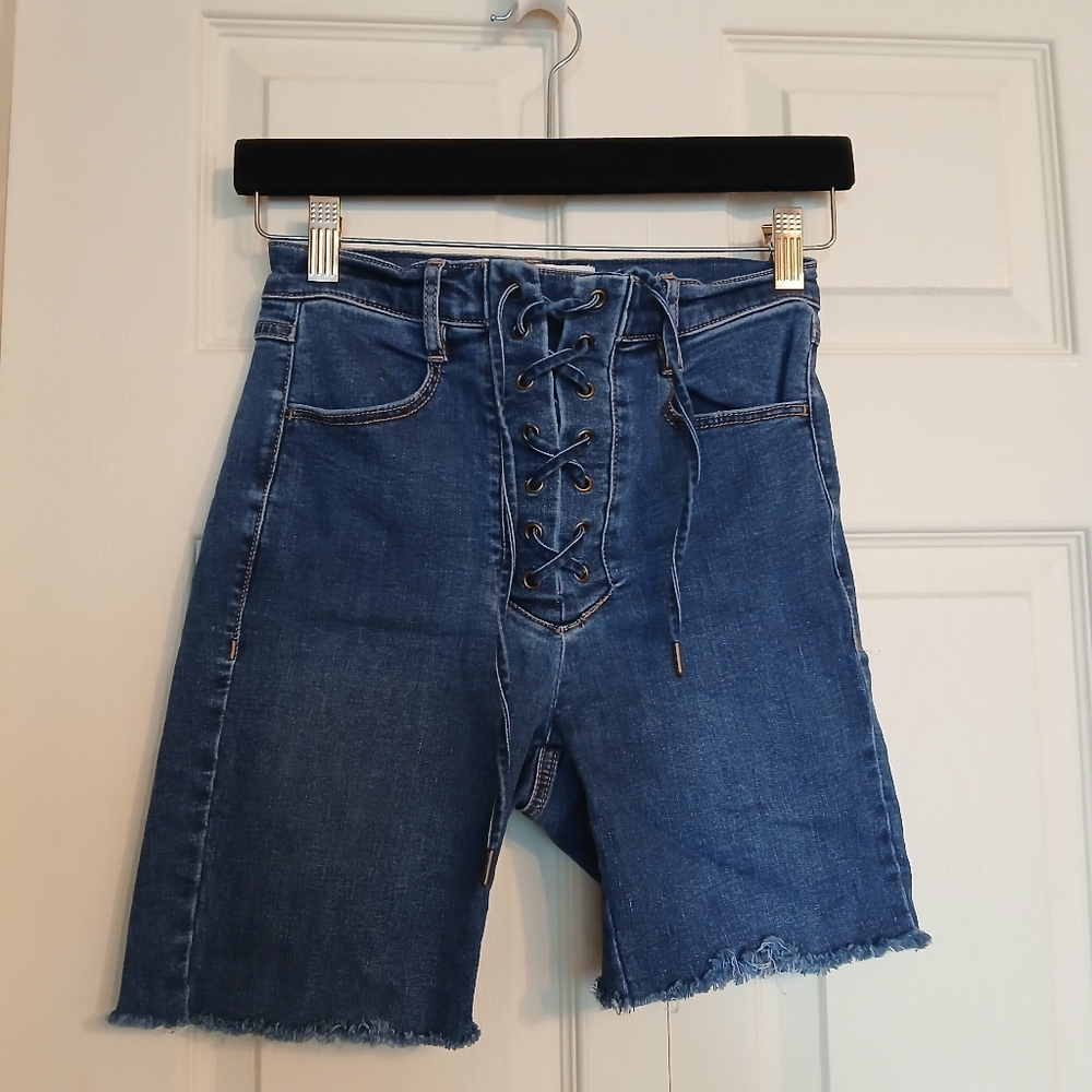 Garage Jean Cotton Blend Shorts with Corset Tied Closure Size 3/4+